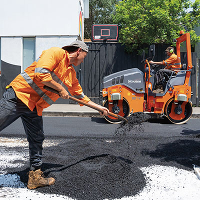 a member of staff working on a road